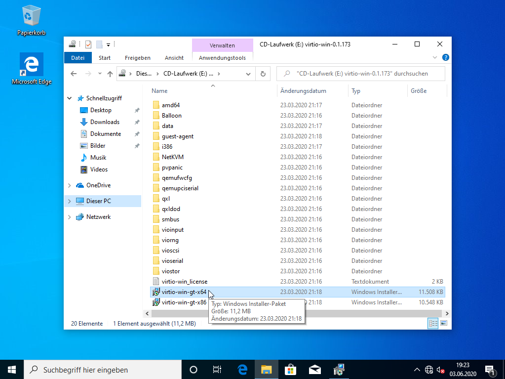 Guest Agent und Treiber für die Proxmox Windows VM installieren